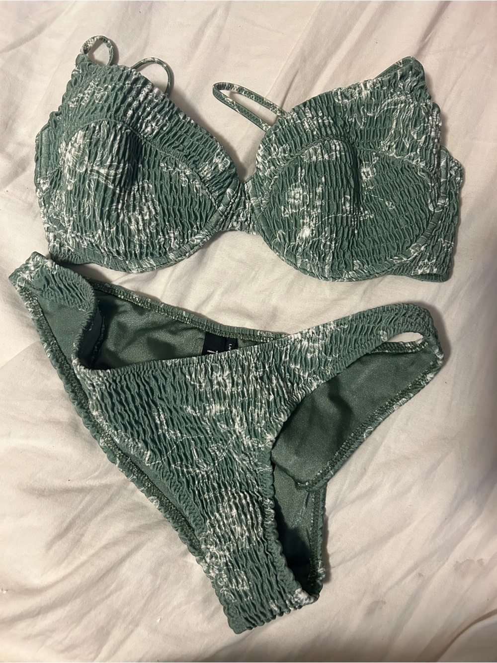 triangl swimwear Sage Green Textured Two-Piece Bikini never worn